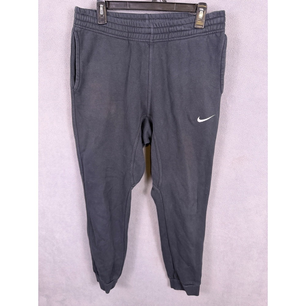 Nike ‎ Mens M Black Joggers Gym Workout Swoosh Club Fleece Sweatpants